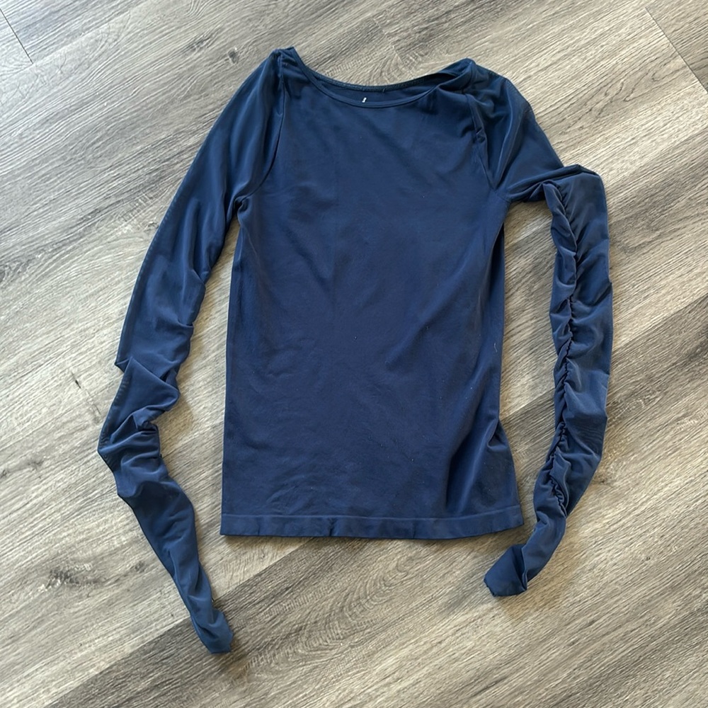 Free people intimately long sleeve mesh ruched arm top